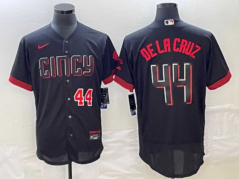 Men%27s Cincinnati Reds #44 Elly De La Cruz Number Black 2023 City Connect Cool Base Stitched Jerseys